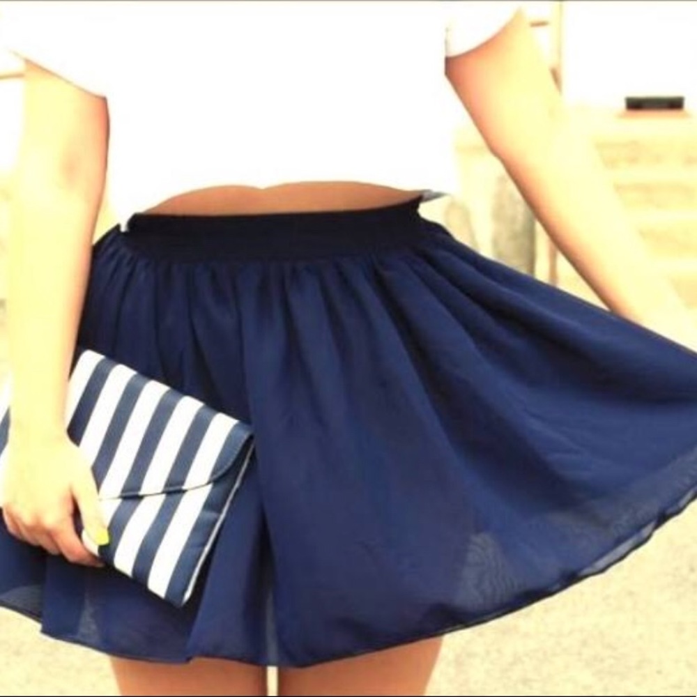🔴 American  Apparel Navy Chiffon Skirt Sz XS/S